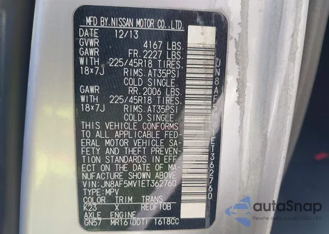 2014 Nissan Juke Nismo from USA, damaged, VIN JN8AF5MV1ET362760